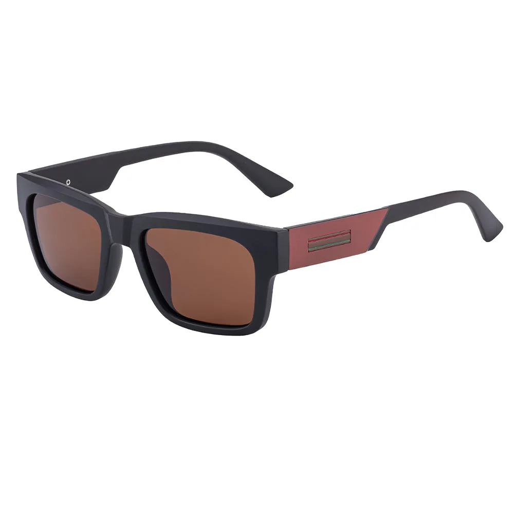 Occhiali da Sole Uomo Techsuit 8491, Polarizzati, Protezione UV, Nero Opaco Rosso - immagine 1