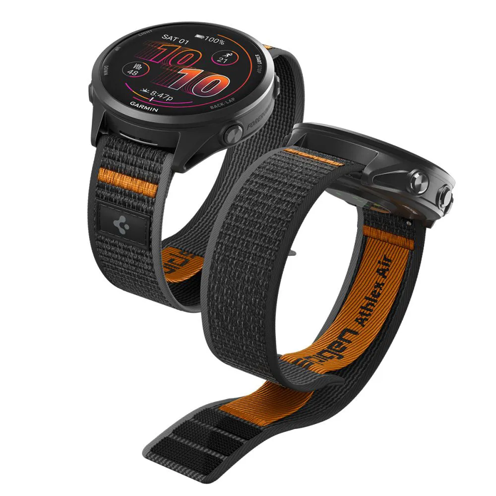 Cinturino Spigen Athlex Air 2 per Garmin Watch Venu / Forerunner Series, 22mm, Nero Arancione AMP11425 - immagine 1