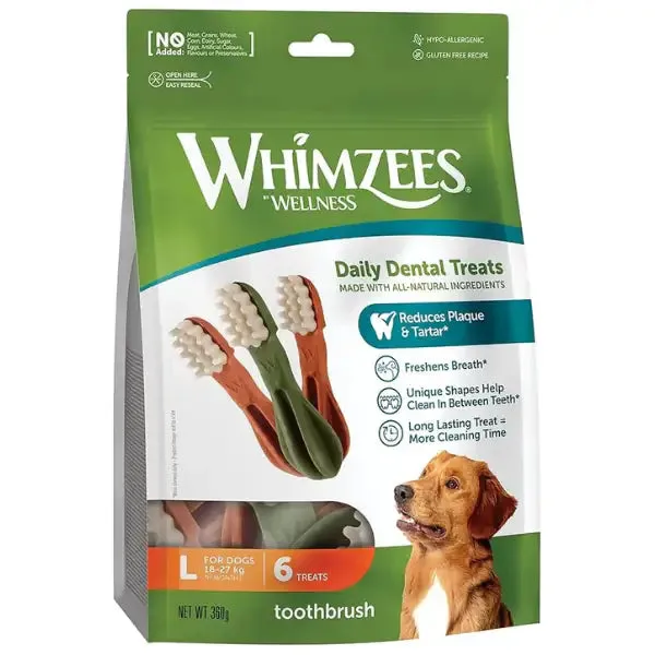 Whimzees Snack dentale Naturale Spazzolino Large 6 Stick - immagine 1