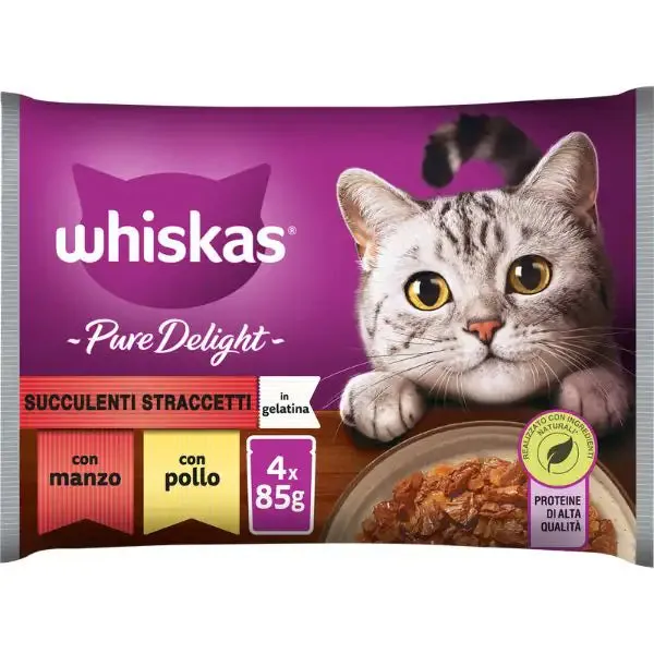 Whiskas Pure Delight ricette in gelatina Multipack 4 pezzi da 85 gr Selezione Gustosa - immagine 1