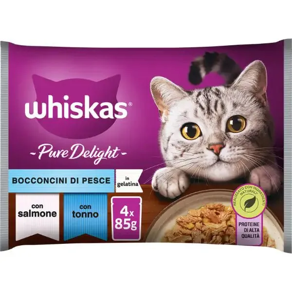 Whiskas Pure Delight ricette in gelatina Multipack 4 pezzi da 85 gr Selezione Pesce - immagine 1