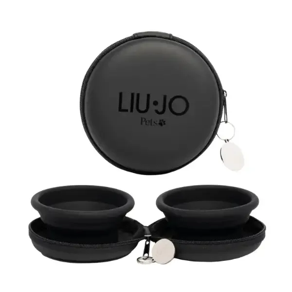 Ciotola doppia da viaggio in pratica custodia Ø10 cm Liu Jo Pets Nero - immagine 1