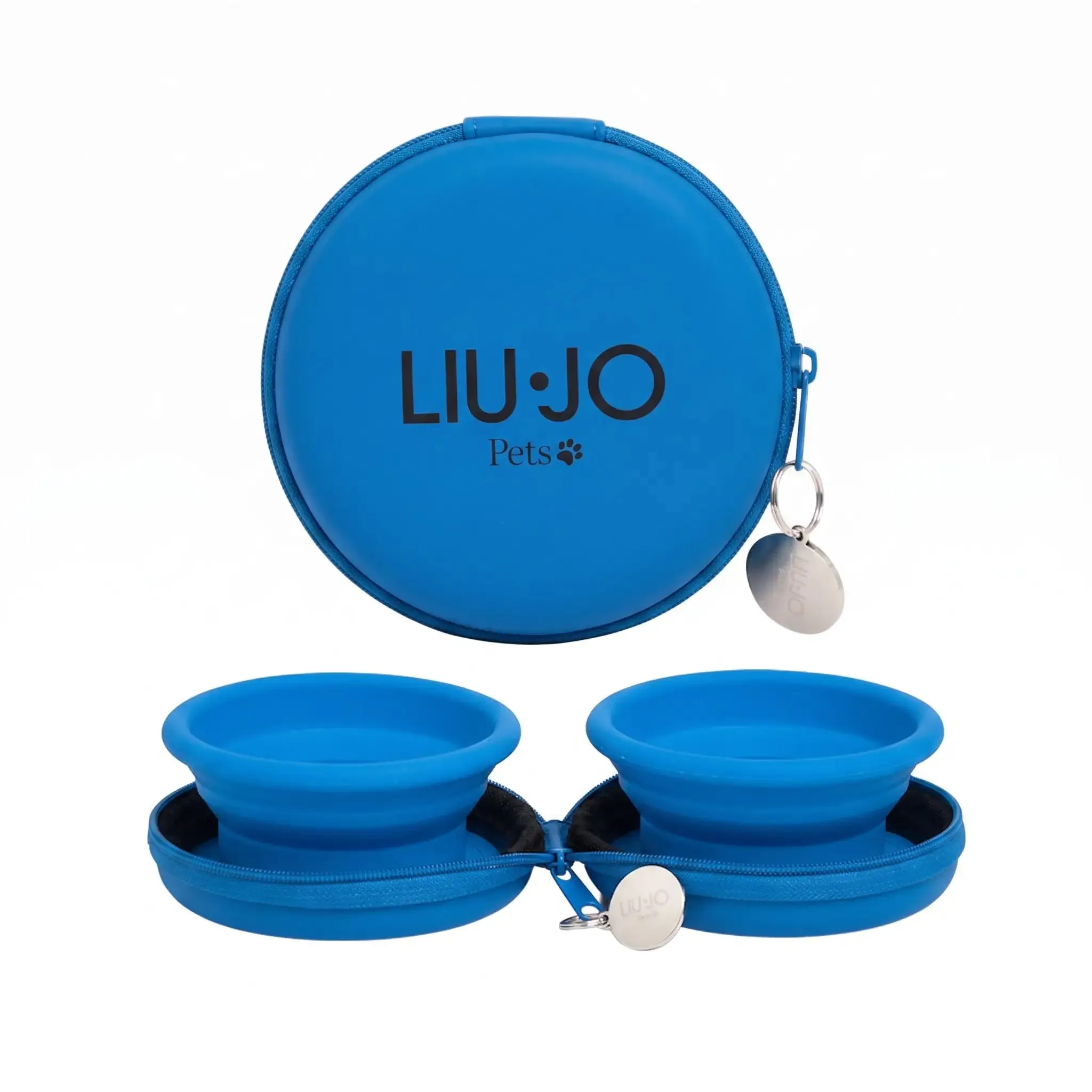 Ciotola doppia da viaggio in pratica custodia Ø10 cm Liu Jo Pets Azzurro - immagine 1