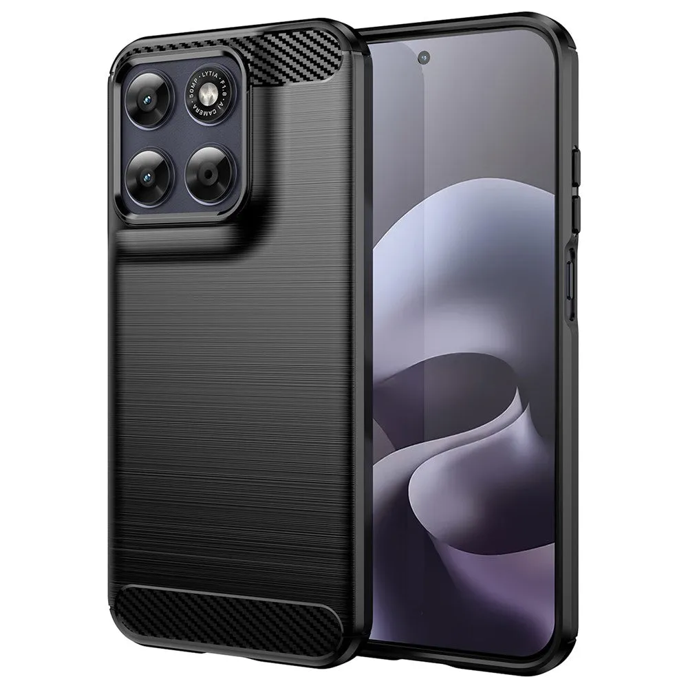 Custodia per Motorola Moto G87, Techsuit, Carbonio, Nera - immagine 1