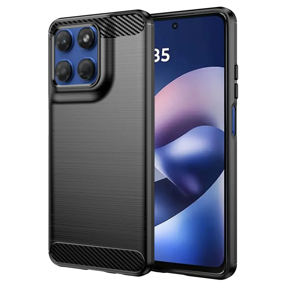 Custodia per Motorola Moto G47 / G37 Power / G37 / G67 Power / G57 Power, Techsuit, Carbonio, Nera - immagine 1
