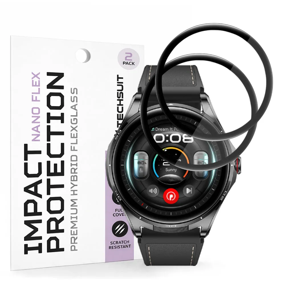 Pellicola Protettiva Techsuit Nano Flex per Huawei Watch Buds 2, Plastica, Set 2 pezzi, Nera - immagine 1