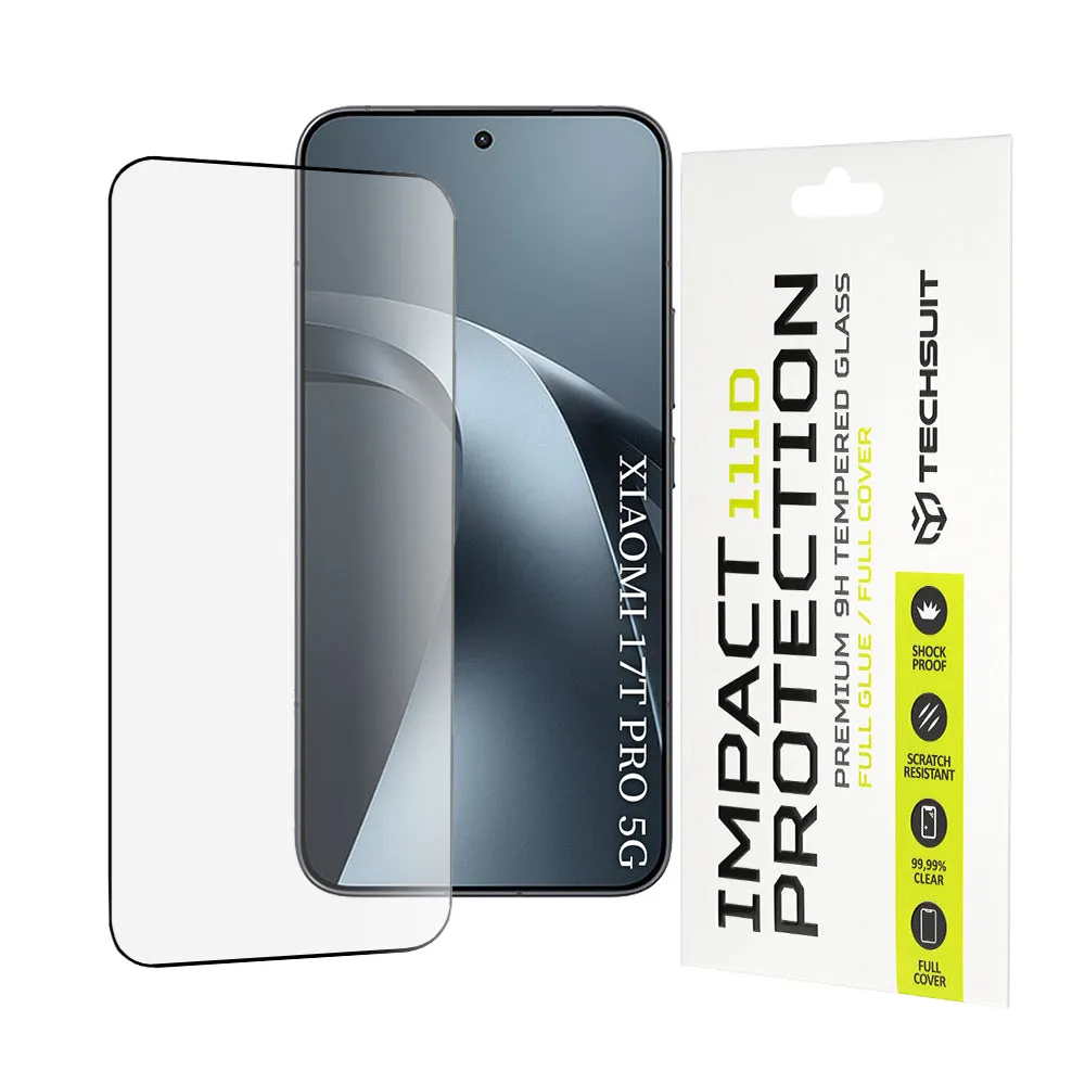Pellicola protettiva per schermo Techsuit per Xiaomi 17T Pro, Vetro temperato, Full Glue, 111D, Nero - immagine 1