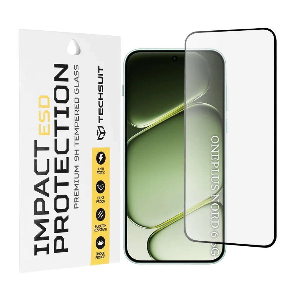 Pellicola protettiva per schermo Techsuit per OnePlus Nord 6, Vetro temperato, Full Glue, Nero - immagine 1