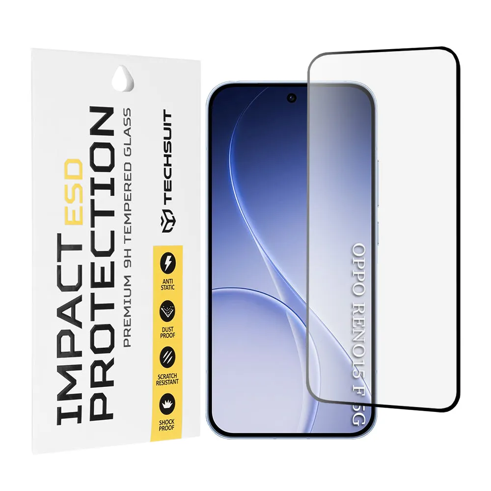 Pellicola protettiva per schermo Techsuit per Oppo Reno15 FS / Reno15 F, Vetro temperato, Full Glue, Nero - immagine 1