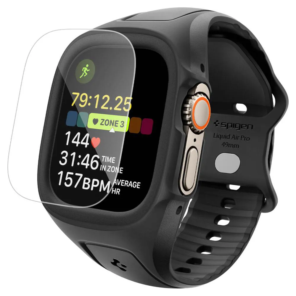 Custodia Spigen Liquid Air Pro con protezione per schermo per Apple Watch Ultra Series, Nero Opaco ACS11416 - immagine 1