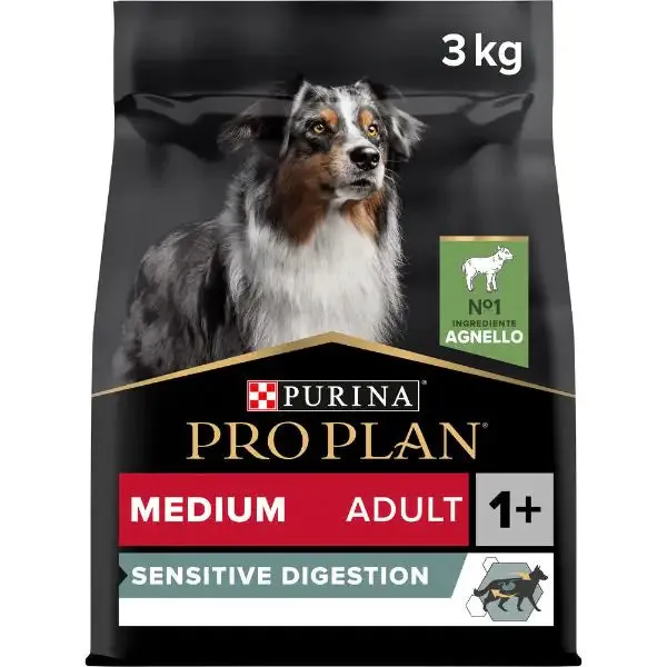 Purina Pro Plan Sensitive Digestion Medium Adult Crocchette Cane Agnello 3 kg - Croccantini per cani - immagine 1