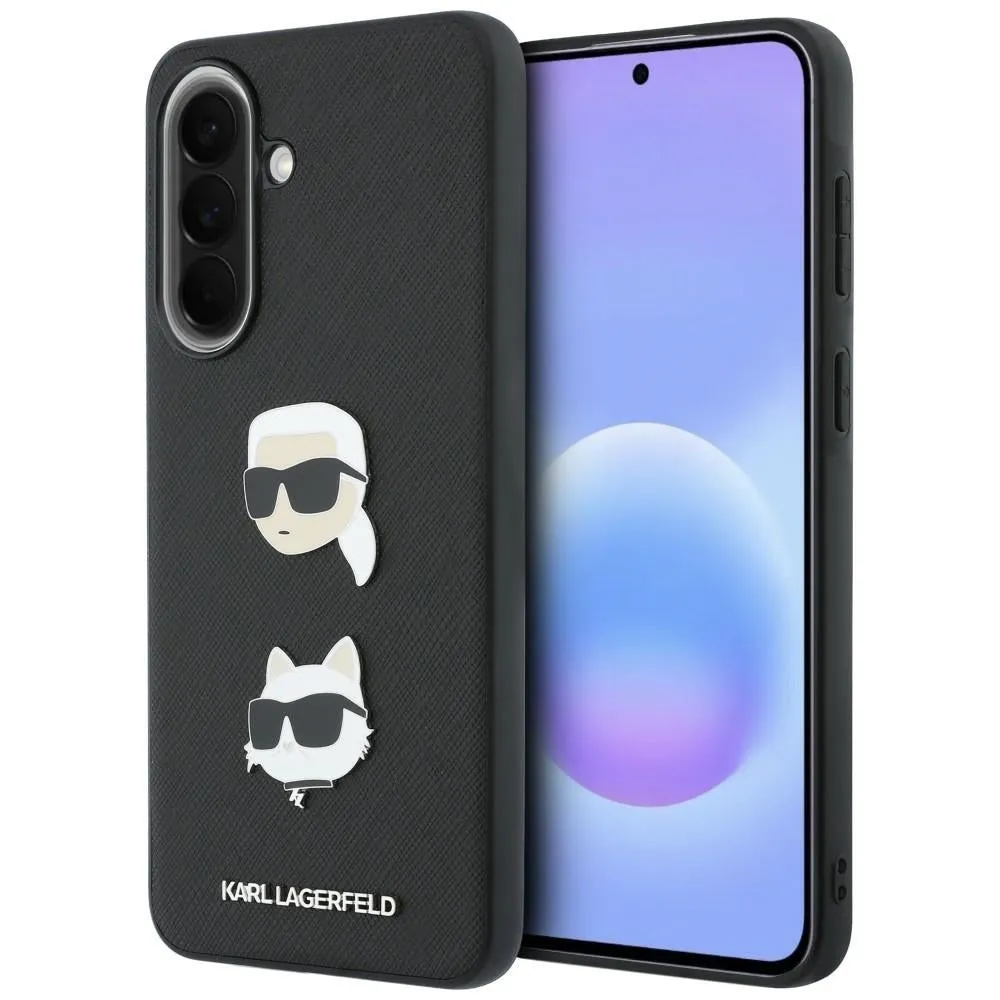 Custodia per Samsung Galaxy A57 5G, Karl Lagerfeld, Spille con teste di Karl e Choupette e logo, Nera - immagine 1