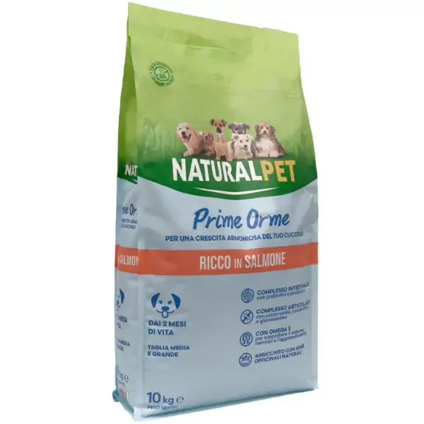 NaturalPet Puppy Prime Orme Medium/Large Salmone 10 kg - Crocchette naturali cane - immagine 1