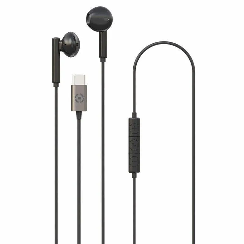Auricolari Celly UP1100 con cavo USB-C neri per chiamate e musica - immagine 1