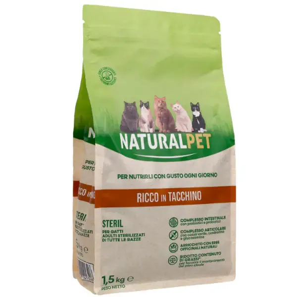NaturalPet Cat Sterilised Tacchino 1,5 kg - immagine 1