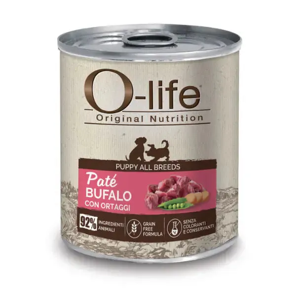 O-life Dog Puppy Patè Grain Free 400 gr Bufalo e ortaggi - Cibo umido per cani - immagine 1
