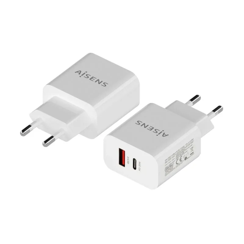 Aisens A110-0681 Caricatore da muro 1x USB-C 1x USB 20W Bianco - immagine 1