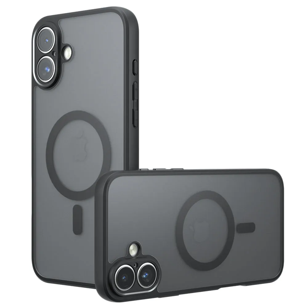 Custodia MagSafe per Apple iPhone 16, Techsuit, PureFrost, Nero Satinato - immagine 1