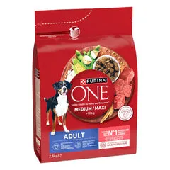 Purina One Dog Adult Medium/Maxi ricco di Manzo e riso 2,5 kg (scadenza: 28/02/2027) - Croccantini per cani - immagine 1