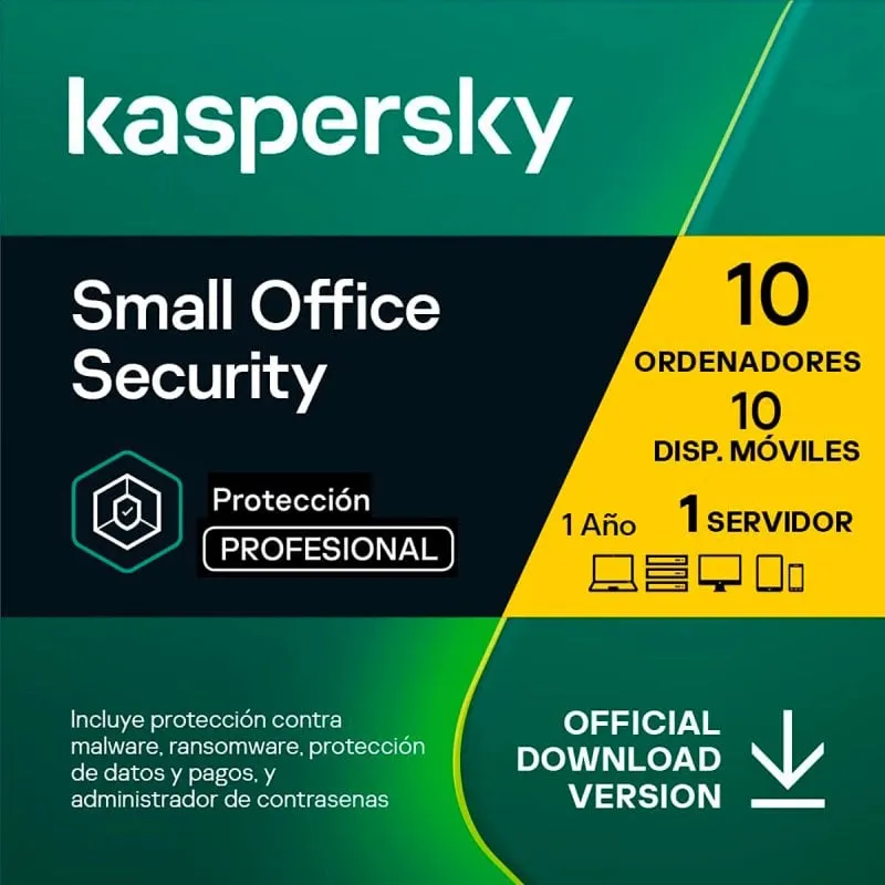 Kaspersky Small Office Security 10 dispositivi 10 cellulari 1 server Licenza digitale di 1 anno - immagine 1