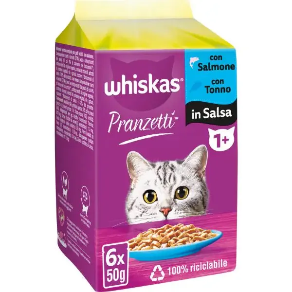 Whiskas Adult Pranzetti in salsa Multipack 6x50 gr Pesce - immagine 1