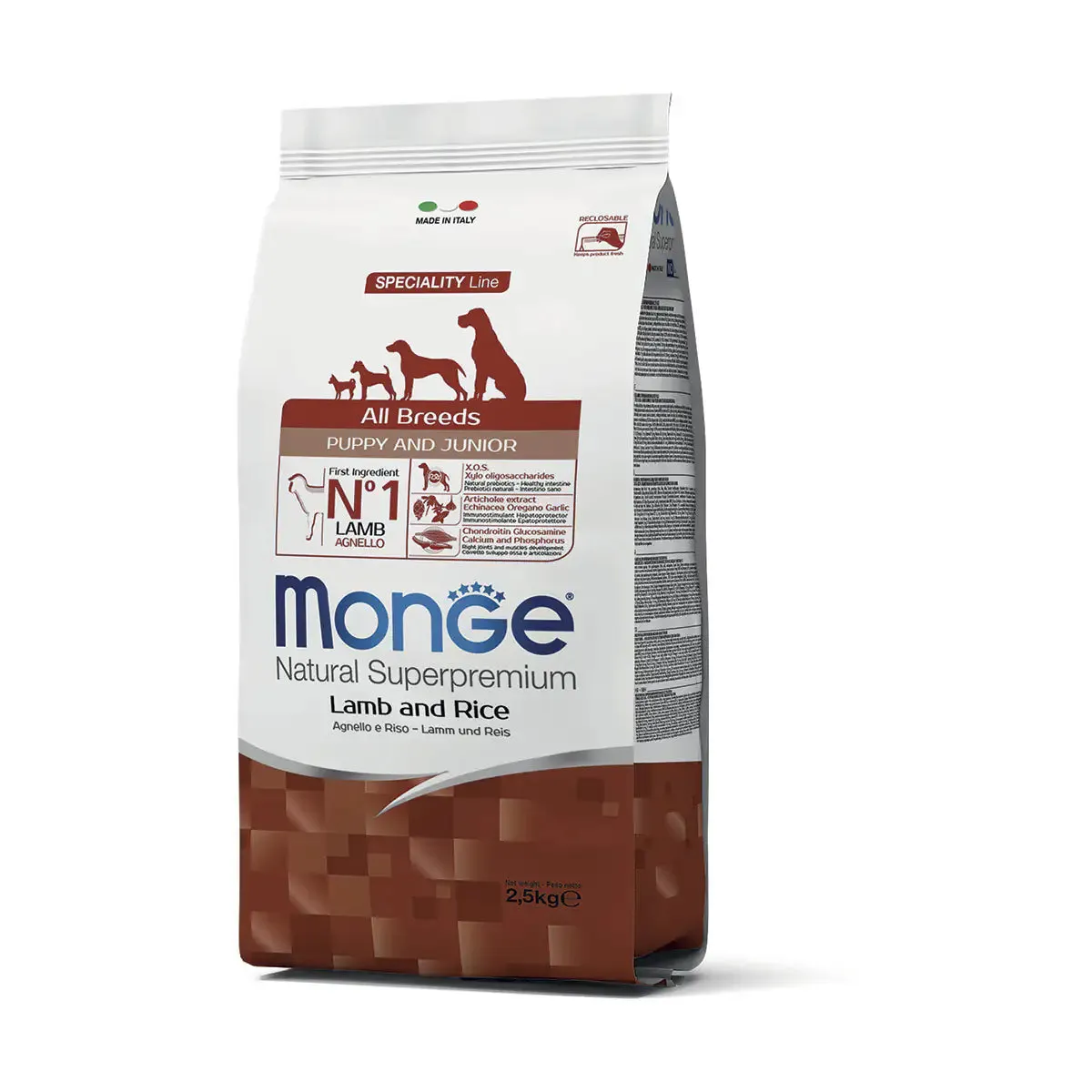 Monge Natural Superpremium Puppy & Junior Agnello e Riso 2,5 kg - Crocchette monoproteiche cane - immagine 1