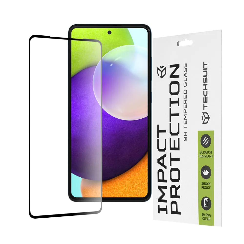 Pellicola protettiva per schermo Techsuit per Samsung Galaxy A52s 5G A528 / A52 5G A526 / A52 A525, Vetro temperato, Full Glue, 111D, Nero - immagine 1