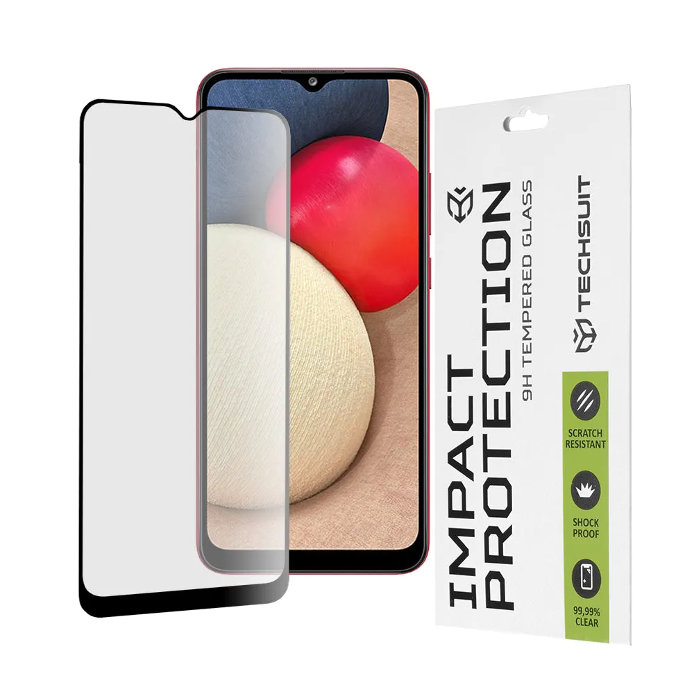 Pellicola protettiva per schermo Techsuit per Samsung Galaxy A04e A042 / M04 M045 / A03 A035 / A03 Core A032, Vetro Temperato, Full Glue, 111D, Nero - immagine 1