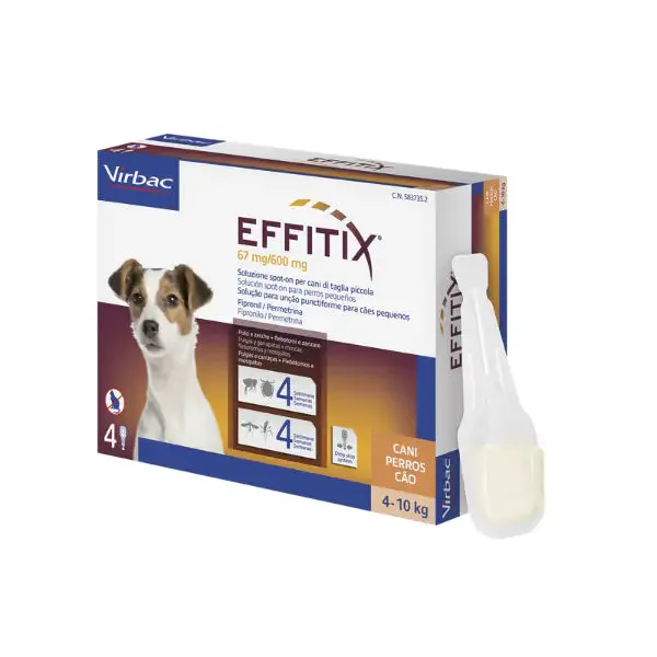 Virbac Effitix Spot-On Cani 4 pipette peso 4-10 kg - Antiparassitario per cani - immagine 1