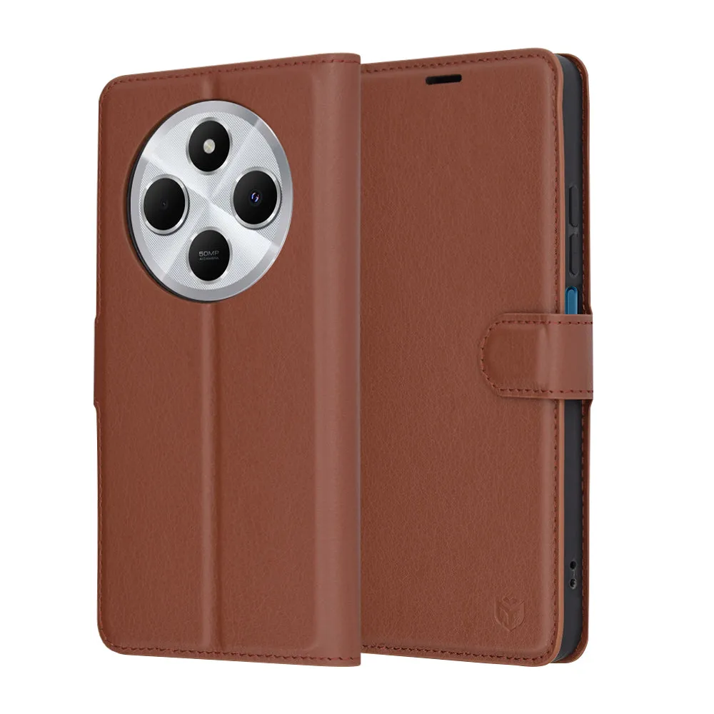 Custodia per Xiaomi Poco C75 / Redmi 14C, Techsuit, Leather Folio, Marrone - immagine 1