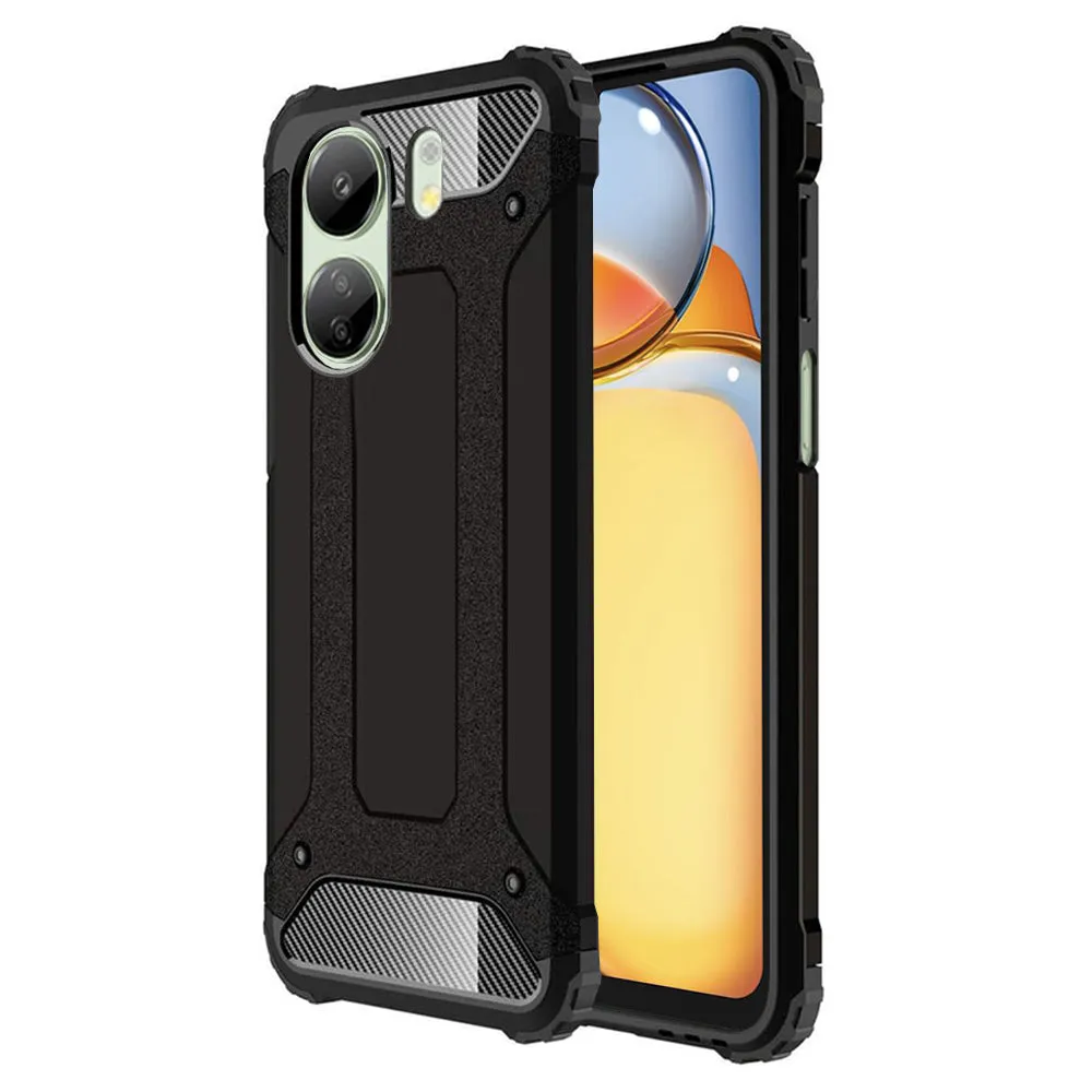 Custodia per Xiaomi Poco C65 / Redmi 13C, Techsuit, Hybrid Armor, Nera - immagine 1
