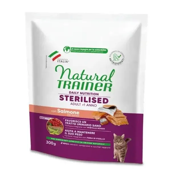 Natural Trainer Daily Nutrition Adult Sterilised con Salmone 300 gr - Croccantini per gatti - immagine 1