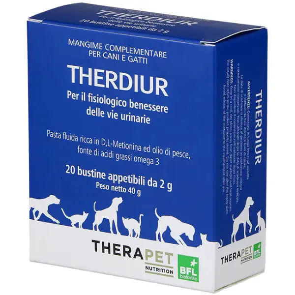 TheraPet by BioForLife Therdiur Supporto delle vie urinarie Pasta fluida per cani e gatti 20 Bustine x 2 gr - Integratori per cani - immagine 1