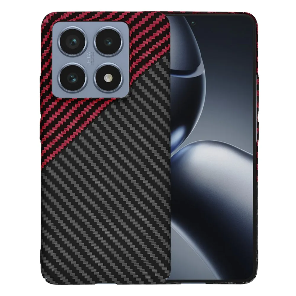 Custodia per Xiaomi 14T Pro, Techsuit, Carbonite FiberShell, Nero Rosso - immagine 1