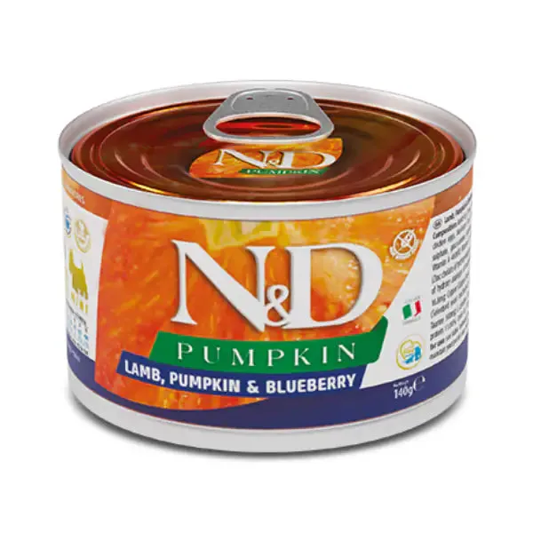 Farmina N&D Pumpkin Canine formula Mini 140 gr Agnello e Mirtillo - confezione da 6 pezzi - Cibo umido per cani - immagine 1
