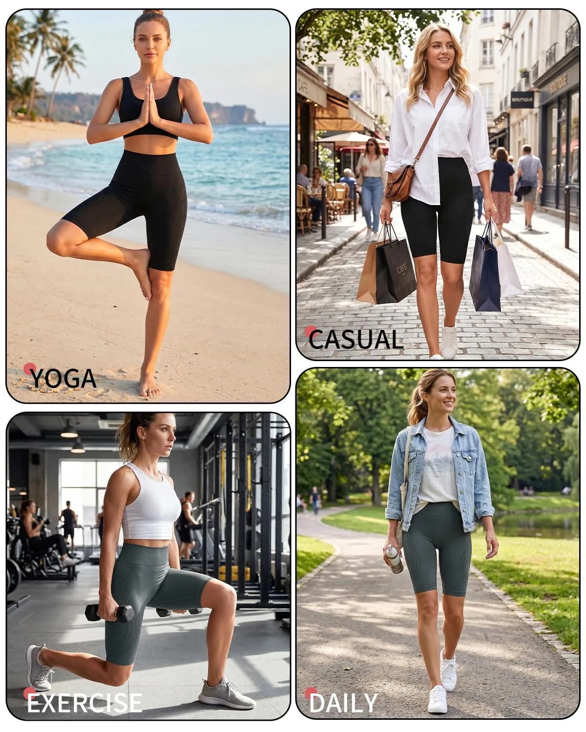 Leggings anti cellulite, Leggings sportivi da donna lunghi a compressione, Push Up, Boom Booty, a vita alta, opachi, Yoga, Pilates, L - immagine 5