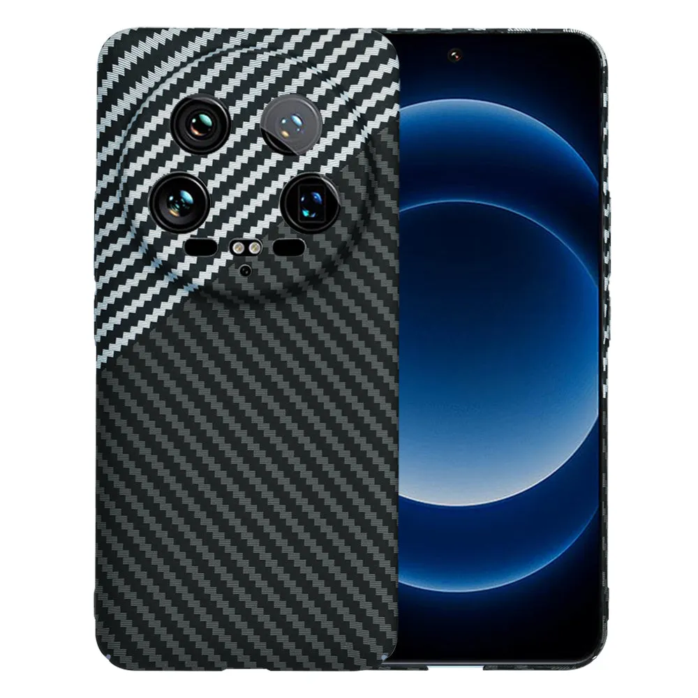 Custodia per Xiaomi 14 Ultra, Techsuit, Carbonite FiberShell, Nero Grigio - immagine 1