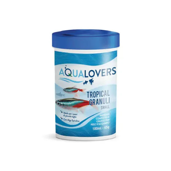 Tropical Granuli Aqualovers mangime completo per pesci d'acquario piccoli e medi Small 45 gr (100 ml) - immagine 1