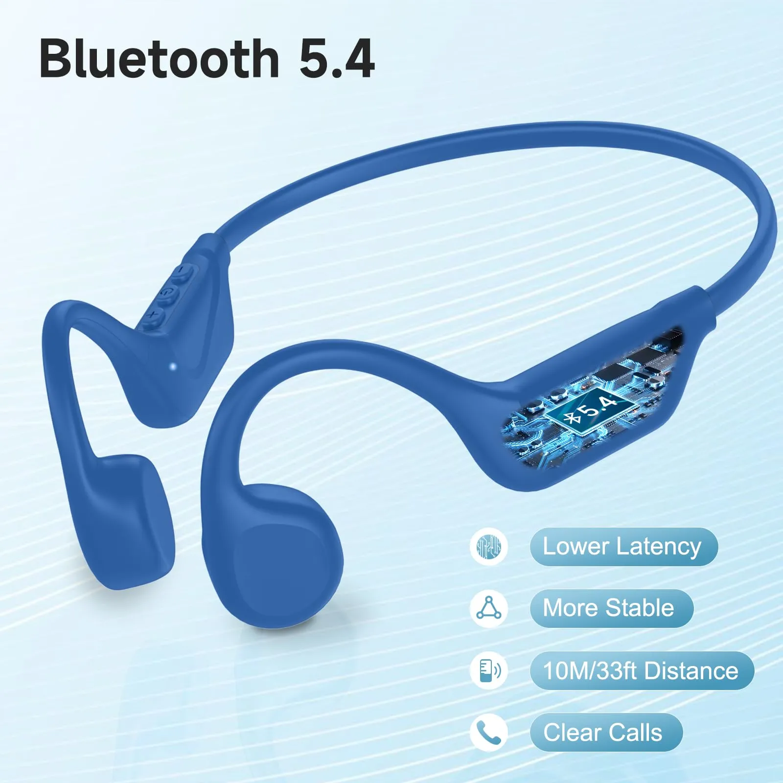 LOBKIN Cuffie Conduzione Ossea, Auricolari Conduzione Ossea Bluetooth 5.4, Auricolari Sportive Bluetooth Impermeabili,Open-ear Cuffie per Corsa Ciclismo Guida Fitness (Blu) - immagine 5