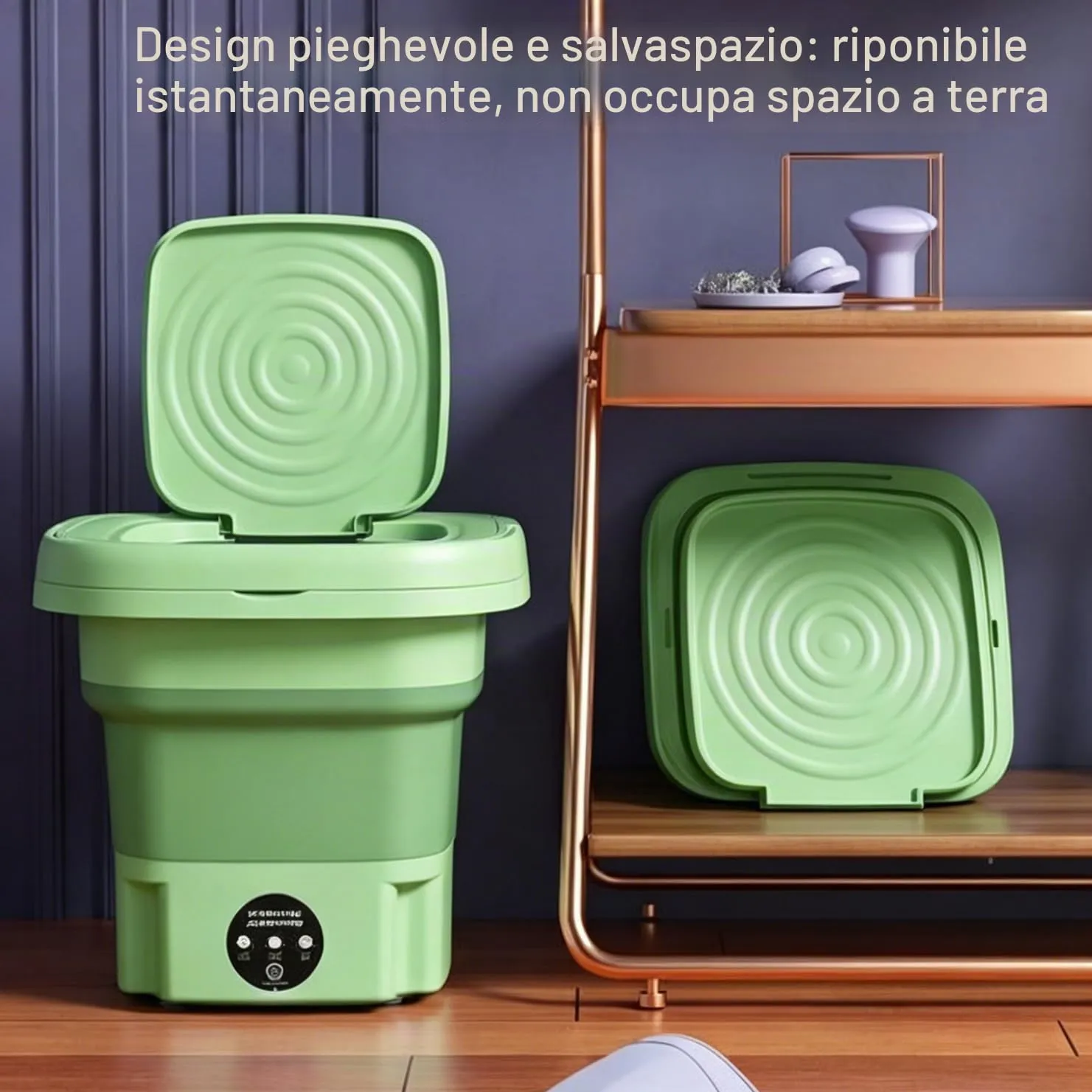 Lavatrice Pieghevole 8L, Mini Lavatrice Portatile con 3 Modalità di Lavaggio & Cestello Strizzatore, Disinfezione Ag+, Risparmio Energetico per Intimo, Calzini, Abiti Bambino, Viaggio e Studentato - immagine 5