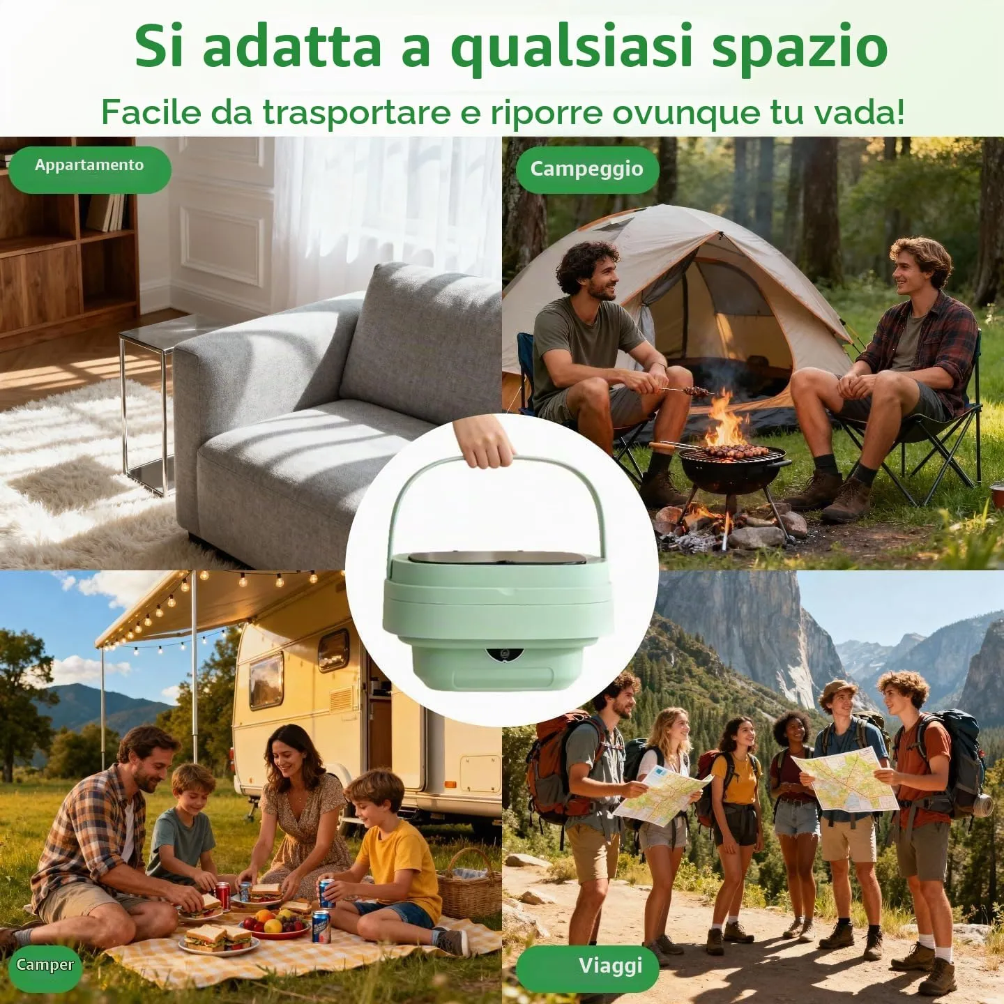 Lavatrice Pieghevole 8L, Mini Lavatrice Portatile con 3 Modalità di Lavaggio & Cestello Strizzatore, Disinfezione Ag+, Risparmio Energetico per Intimo, Calzini, Abiti Bambino, Viaggio e Studentato - immagine 7