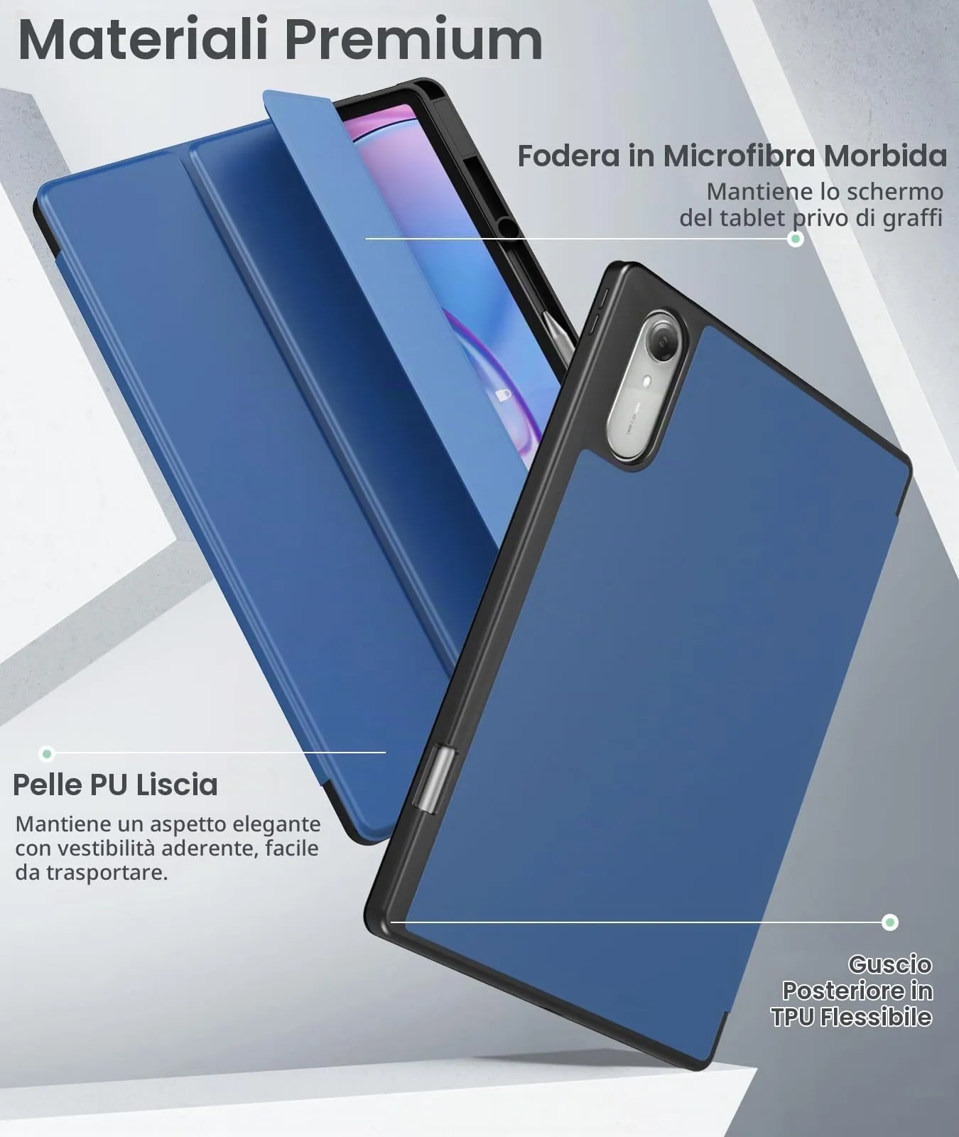 MoKo Cover per Lenovo Idea Tab Pro Gen 2 13" con Porta Penna, Blu Marino - immagine 3