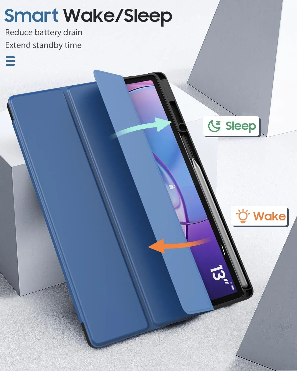 MoKo Cover per Lenovo Idea Tab Pro Gen 2 13" con Porta Penna, Blu Marino - immagine 8