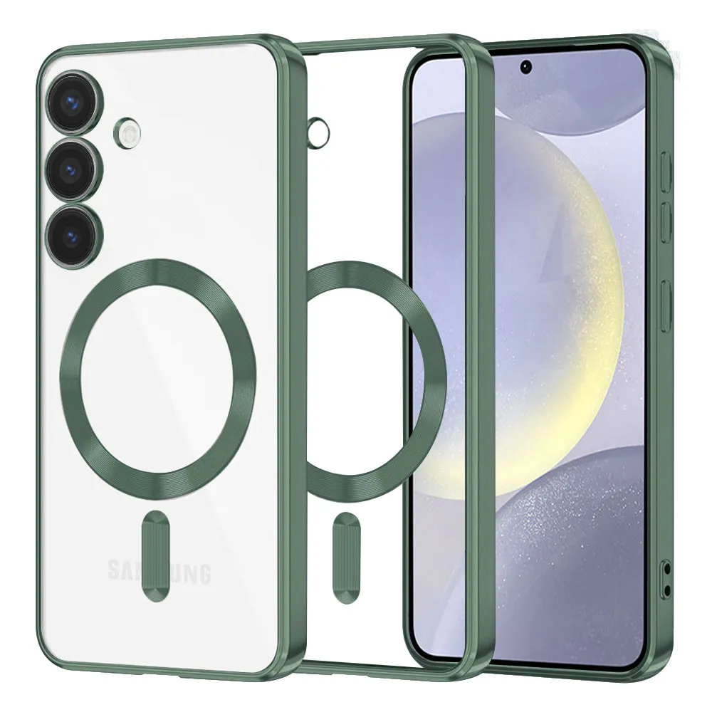 Custodia MagSafe per Samsung Galaxy S24+ S926, Techsuit, Luxury Crystal, Verde Scuro - immagine 1