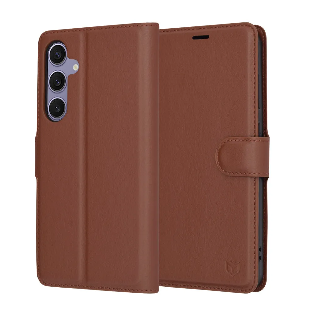 Custodia per Samsung Galaxy S24+ S926, Techsuit, Leather Folio, Marrone - immagine 1