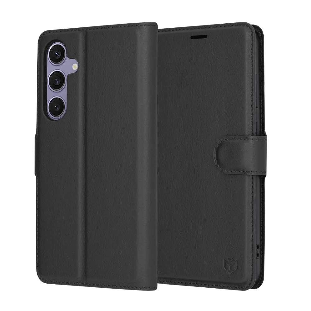 Custodia per Samsung Galaxy S24+ S926, Techsuit, Leather Folio, Nera - immagine 1