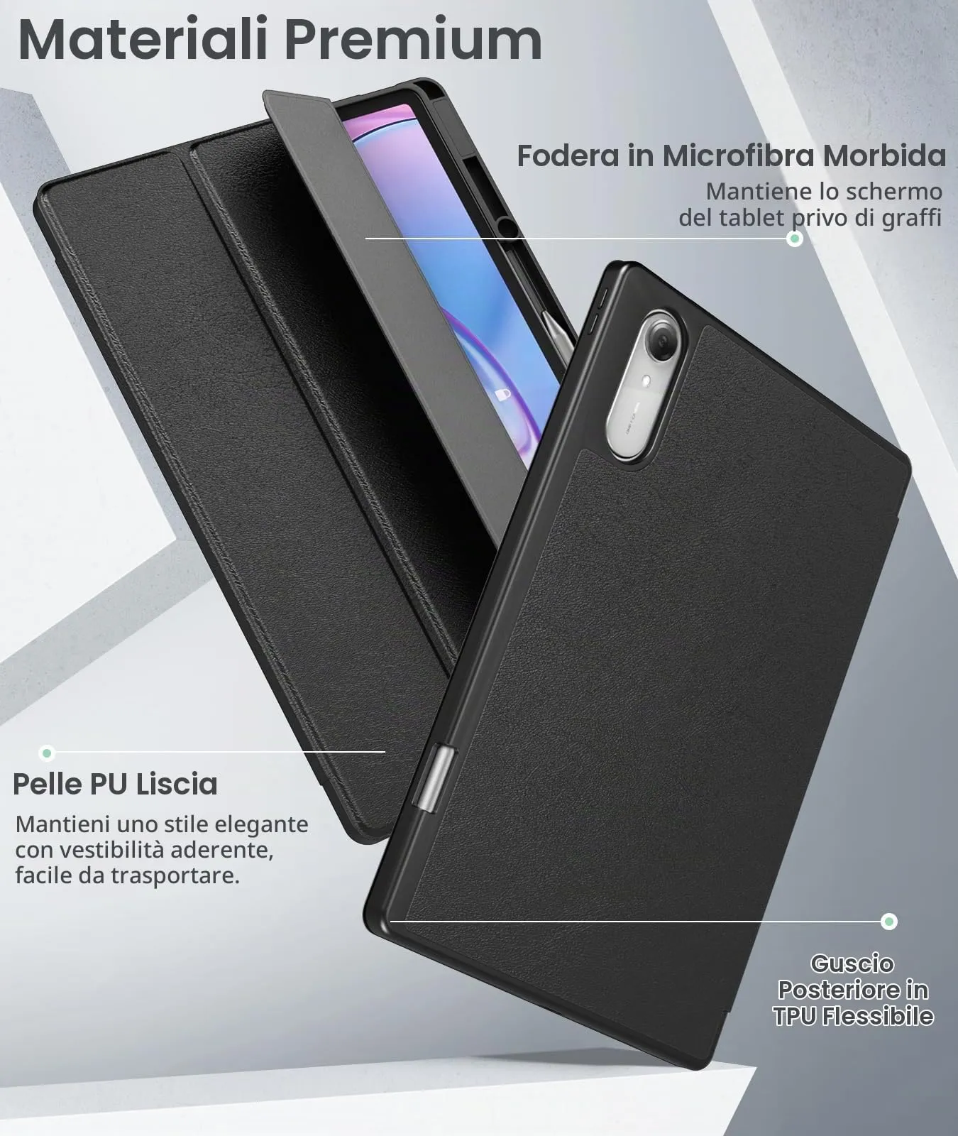 MoKo Cover per Lenovo Idea Tab Pro Gen 2 13" con Porta Penna, Nero - immagine 3