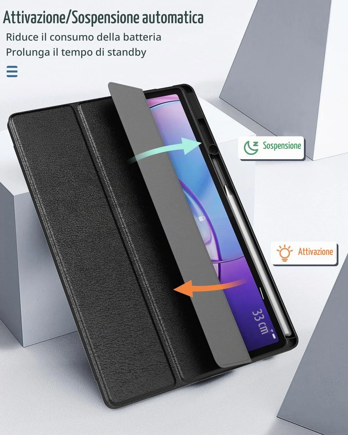 MoKo Cover per Lenovo Idea Tab Pro Gen 2 13" con Porta Penna, Nero - immagine 8
