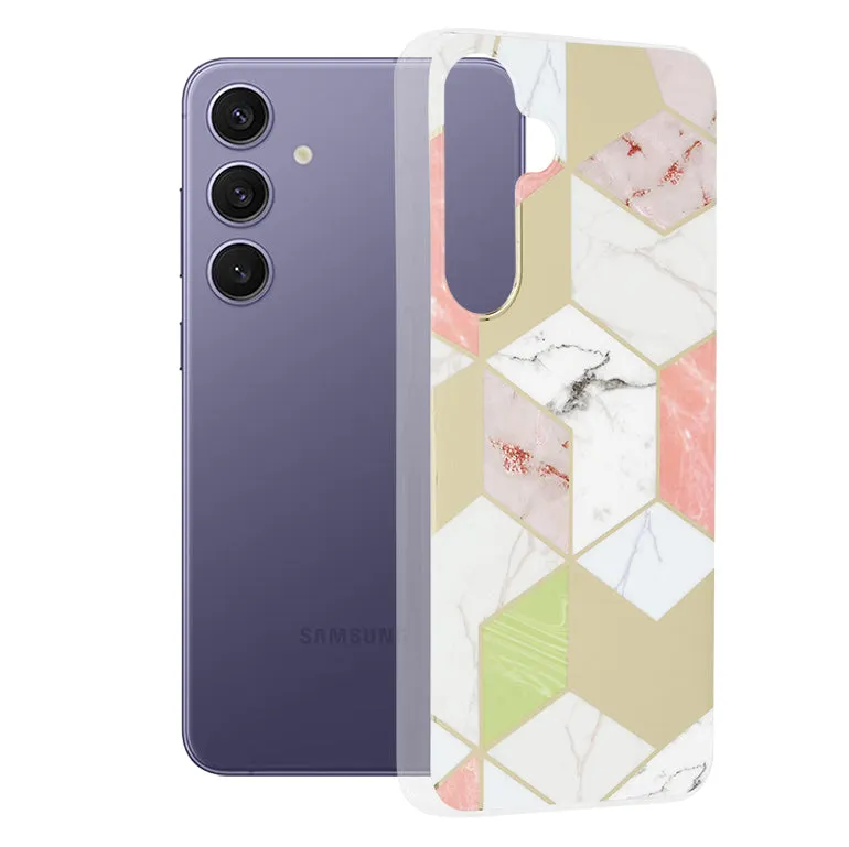 Custodia per Samsung Galaxy S24+ S926, Techsuit, Marble, Viola - immagine 1