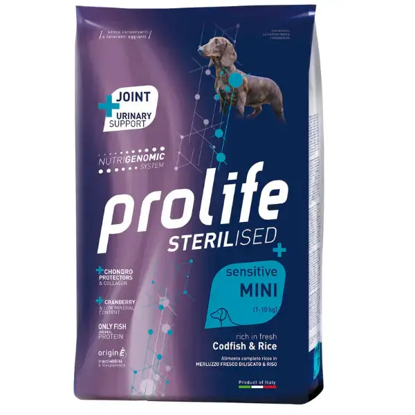 Prolife Sterilised Sensitive Mini Adult Merluzzo e Riso 600 gr - Croccantini per cani - immagine 1